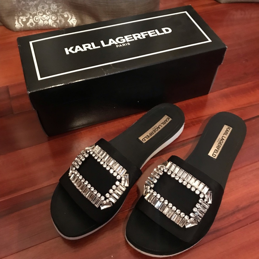 Karl Lagerfeld black slide sandal